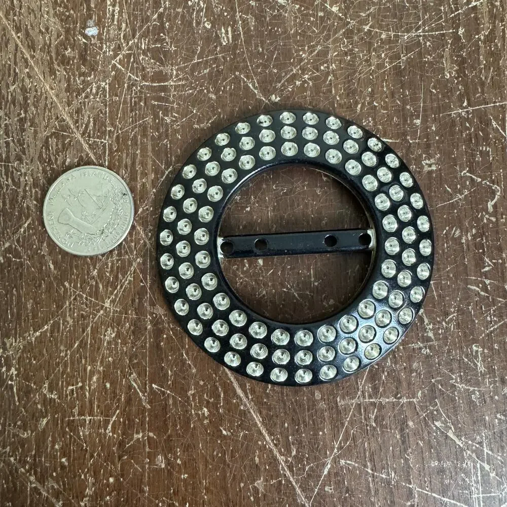 Vintage Plastic Black Silver Illusion‎ Rhinestone Belt Scarf Tie